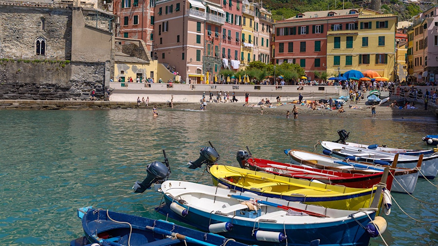 The Ligurian coast boasts the major port city of Genoa but also many smaller, idyllic town harbors, including Cinque Terre’s Vernazza.