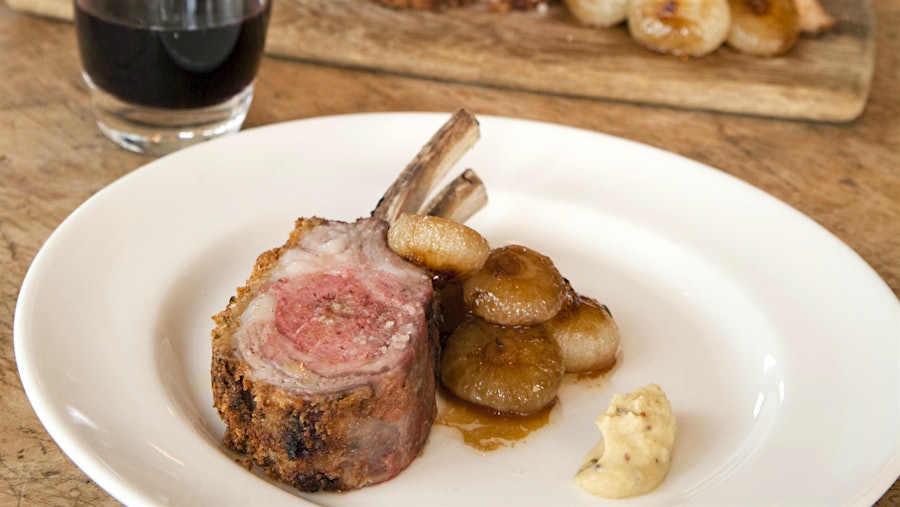 The French Laundry chef Thomas Keller shares a classic preparation for rack of lamb that pairs well with a bold red with game, herb and spice notes.